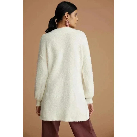 Anthropologie Pilcro Ivory Teddy V-neck Oversized Tunic Sweater S - Picture 2 of 10